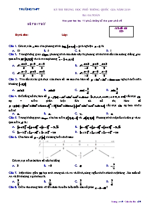Đề thi thử Trung học Phổ thông Quốc gia môn Toán năm 2019 - Mã đề 189